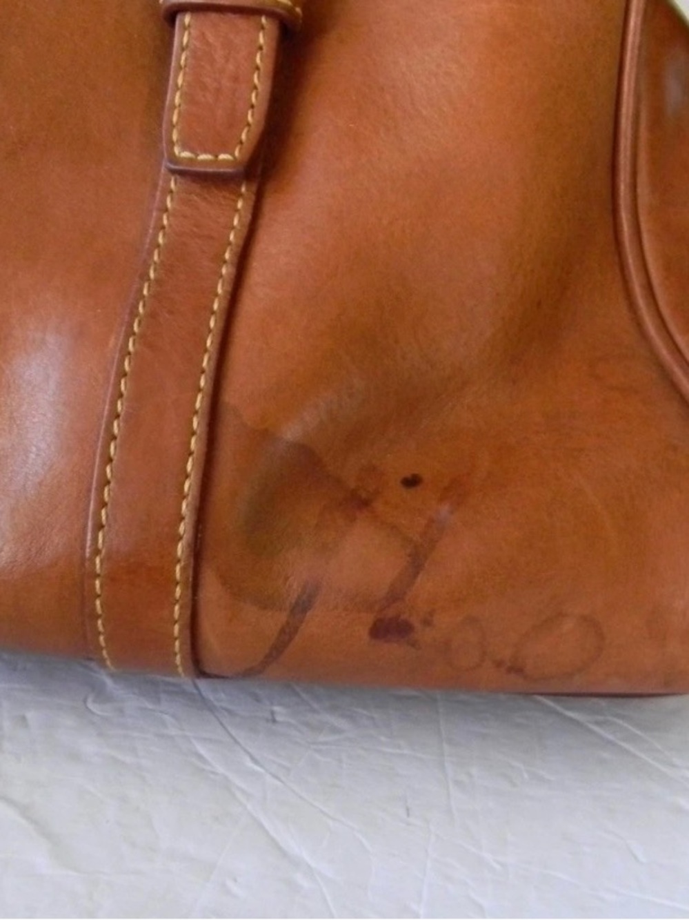 Dooney & Bourke Florentine NATURAL Leather Domed Buckle Satchel Tassels SHOULDER - Picture 4 of 10